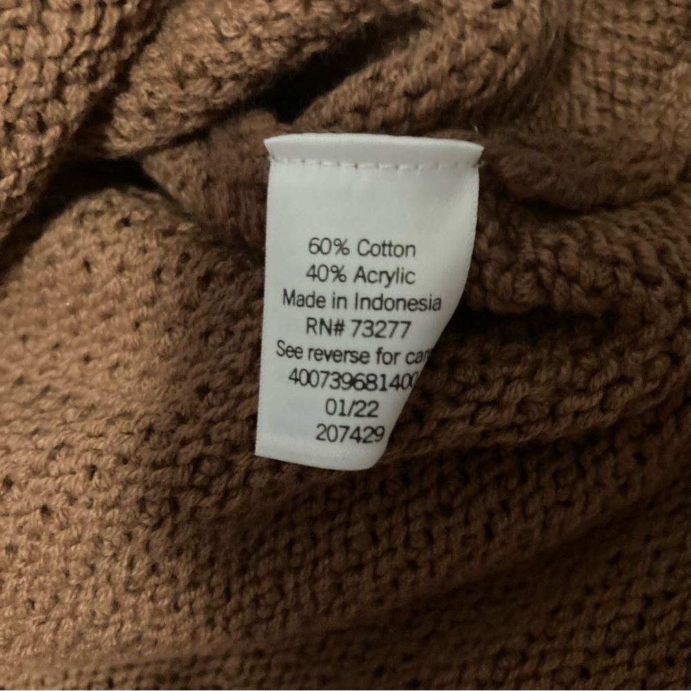 NWOT Sonoma brown chunky knit button front crew neck sweater hi-lo oversized - Picture 5 of 6